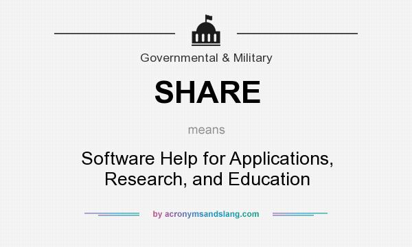 What does SHARE mean? It stands for Software Help for Applications, Research, and Education