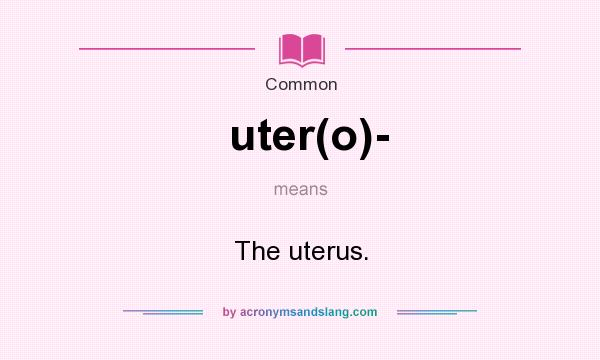 What does uter(o)- mean? It stands for The uterus.