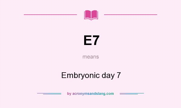 What does E7 mean? It stands for Embryonic day 7