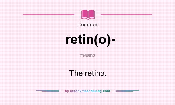 What does retin(o)- mean? It stands for The retina.