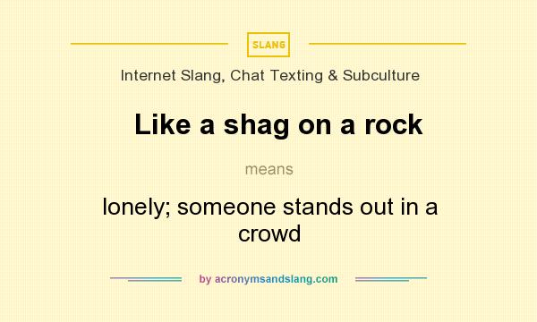 What does Like a shag on a rock mean? It stands for lonely; someone stands out in a crowd