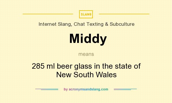 What does Middy mean? It stands for 285 ml beer glass in the state of New South Wales