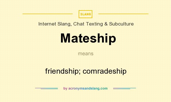 What does Mateship mean? It stands for friendship; comradeship