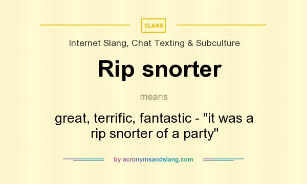 What does Rip snorter mean? It stands for great, terrific, fantastic - 