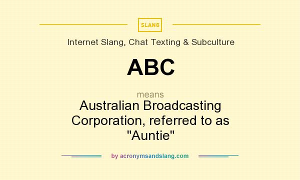 What does ABC mean? It stands for Australian Broadcasting Corporation, referred to as 
