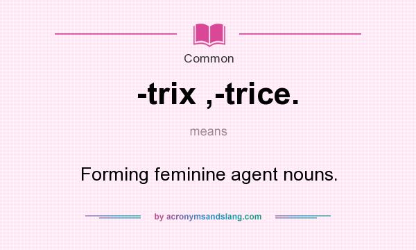 What does -trix ,-trice. mean? It stands for Forming feminine agent nouns.