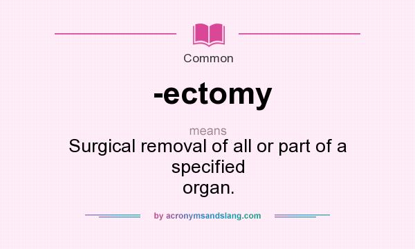 What does -ectomy mean? It stands for Surgical removal of all or part of a specified organ.