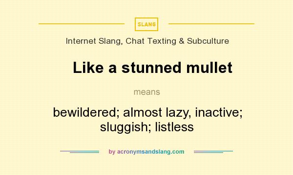 What does Like a stunned mullet mean? It stands for bewildered; almost lazy, inactive; sluggish; listless