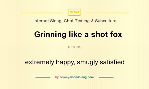 What does Grinning like a shot fox mean? It stands for extremely happy, smugly satisfied