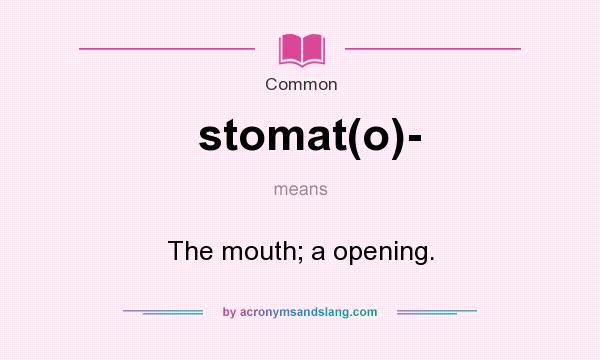 What does stomat(o)- mean? It stands for The mouth; a opening.