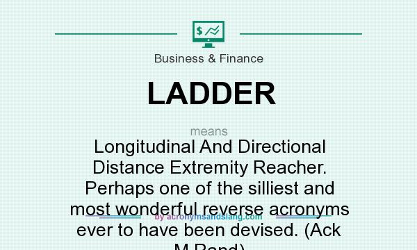 What does LADDER mean? It stands for Longitudinal And Directional Distance Extremity Reacher. Perhaps one of the silliest and most wonderful reverse acronyms ever to have been devised. (Ack M Rand)