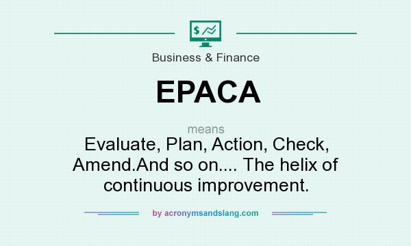 What does EPACA mean? It stands for Evaluate, Plan, Action, Check, Amend.And so on.... The helix of continuous improvement.