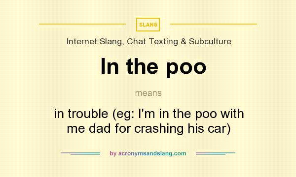What does In the poo mean? It stands for in trouble (eg: I`m in the poo with me dad for crashing his car)