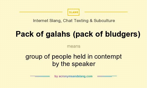 What does Pack of galahs (pack of bludgers) mean? It stands for group of people held in contempt by the speaker