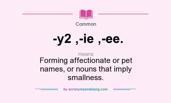 What does -y2 ,-ie ,-ee. mean? It stands for Forming affectionate or pet names, or nouns that imply smallness.