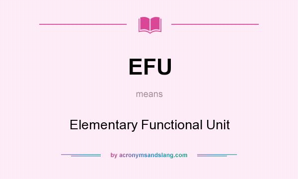 What does EFU mean? It stands for Elementary Functional Unit