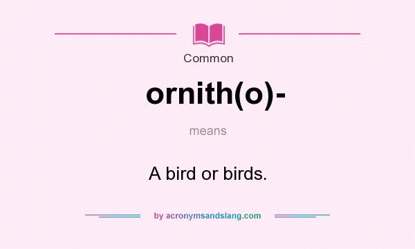 What does ornith(o)- mean? It stands for A bird or birds.