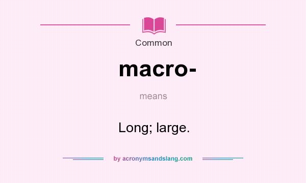 What does macro- mean? It stands for Long; large.
