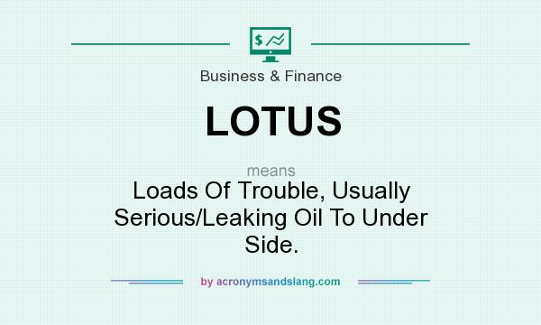 What does LOTUS mean? It stands for Loads Of Trouble, Usually Serious/Leaking Oil To Under Side.
