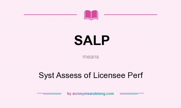 What does SALP mean? It stands for Syst Assess of Licensee Perf