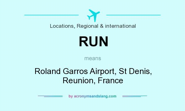 What does RUN mean? It stands for Roland Garros Airport, St Denis, Reunion, France