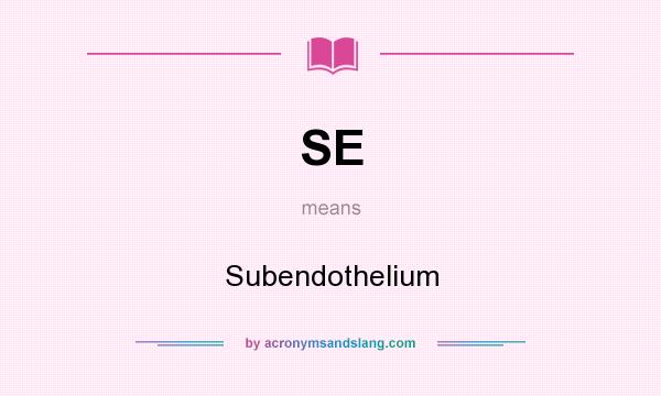 What does SE mean? It stands for Subendothelium