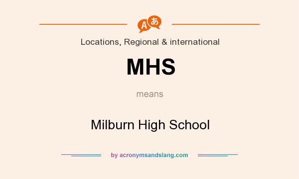 What does MHS mean? It stands for Milburn High School