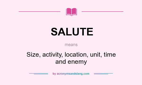 What does SALUTE mean? It stands for Size, activity, location, unit, time and enemy