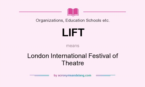 What does LIFT mean? It stands for London International Festival of Theatre