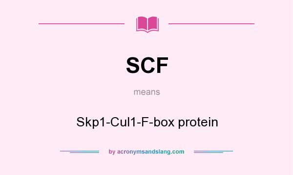 What does SCF mean? It stands for Skp1-Cul1-F-box protein