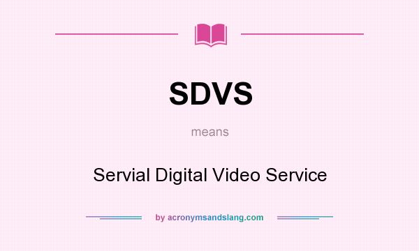 What does SDVS mean? It stands for Servial Digital Video Service
