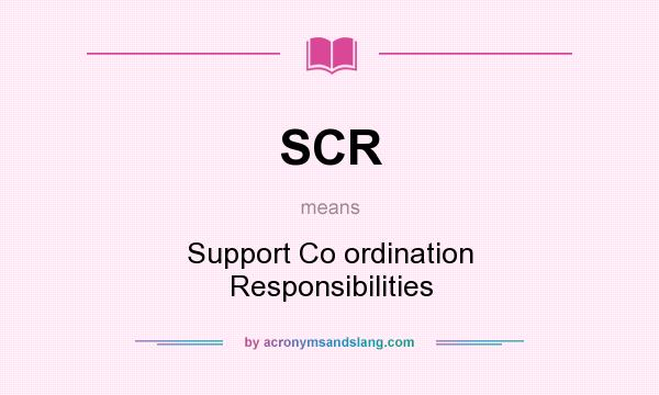 What does SCR mean? It stands for Support Co ordination Responsibilities