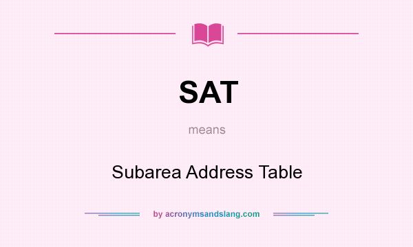 What does SAT mean? It stands for Subarea Address Table