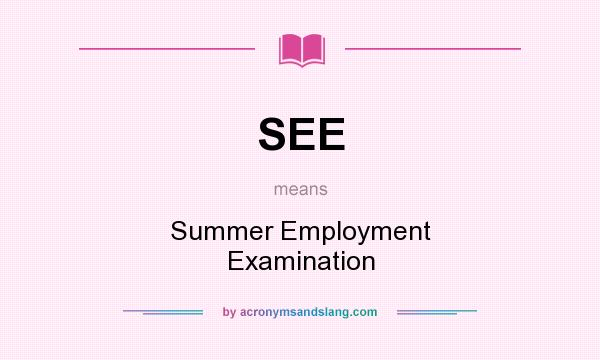 What does SEE mean? It stands for Summer Employment Examination