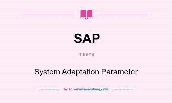 What does SAP mean? It stands for System Adaptation Parameter