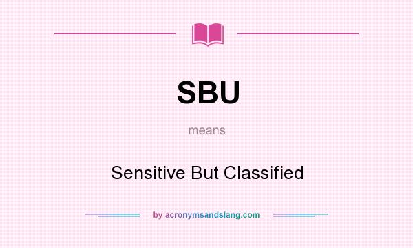 What does SBU mean? It stands for Sensitive But Classified