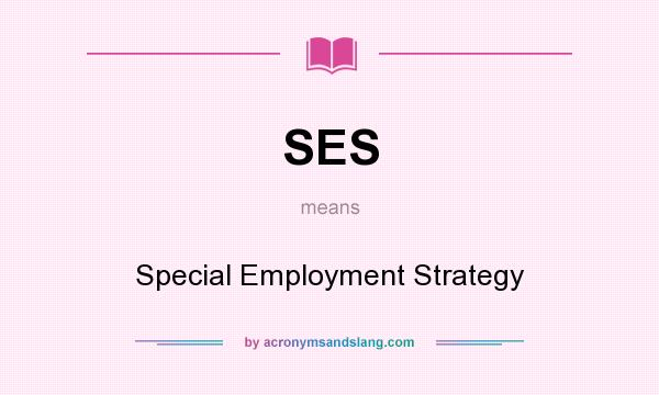 What does SES mean? It stands for Special Employment Strategy