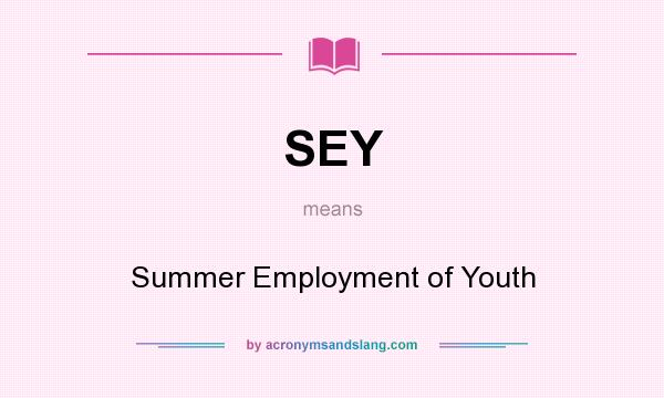 What does SEY mean? It stands for Summer Employment of Youth