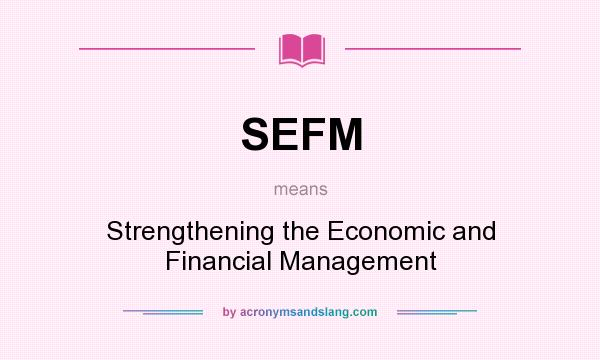 What does SEFM mean? It stands for Strengthening the Economic and Financial Management