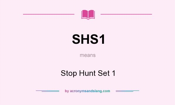 What does SHS1 mean? It stands for Stop Hunt Set 1