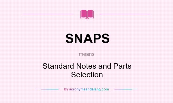 What does SNAPS mean? It stands for Standard Notes and Parts Selection