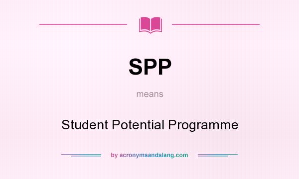 What does SPP mean? It stands for Student Potential Programme
