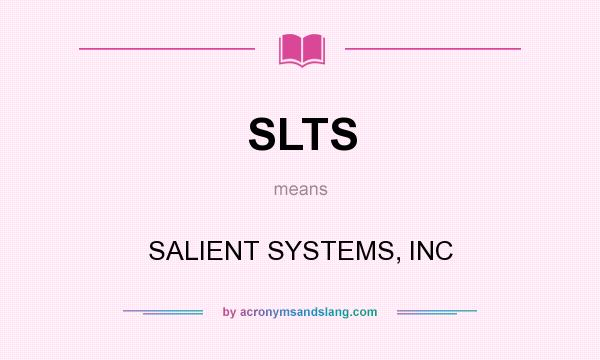 What does SLTS mean? It stands for SALIENT SYSTEMS, INC