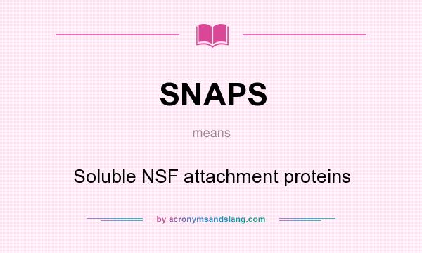 What does SNAPS mean? It stands for Soluble NSF attachment proteins