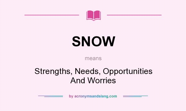What does SNOW mean? It stands for Strengths, Needs, Opportunities And Worries