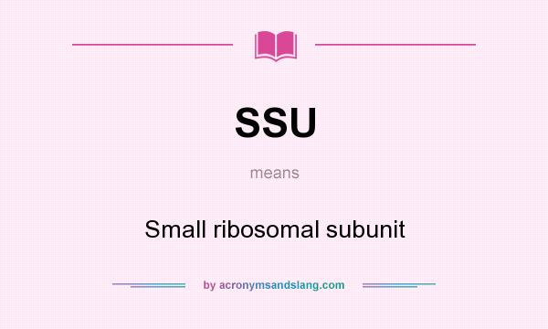 What does SSU mean? It stands for Small ribosomal subunit