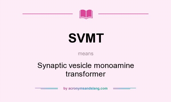 What does SVMT mean? It stands for Synaptic vesicle monoamine transformer