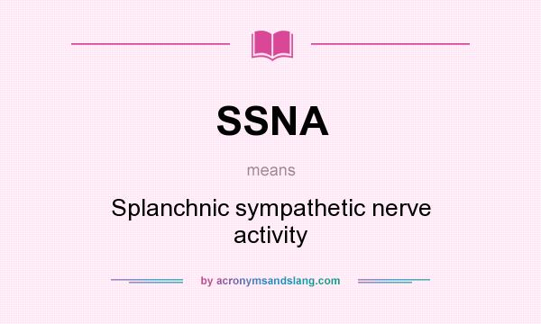 What does SSNA mean? It stands for Splanchnic sympathetic nerve activity