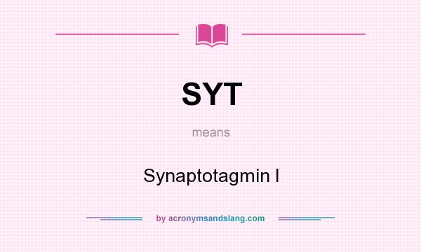 What does SYT mean? It stands for Synaptotagmin I