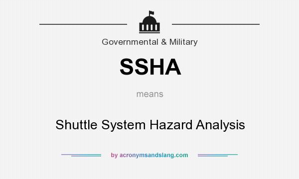 What does SSHA mean? It stands for Shuttle System Hazard Analysis